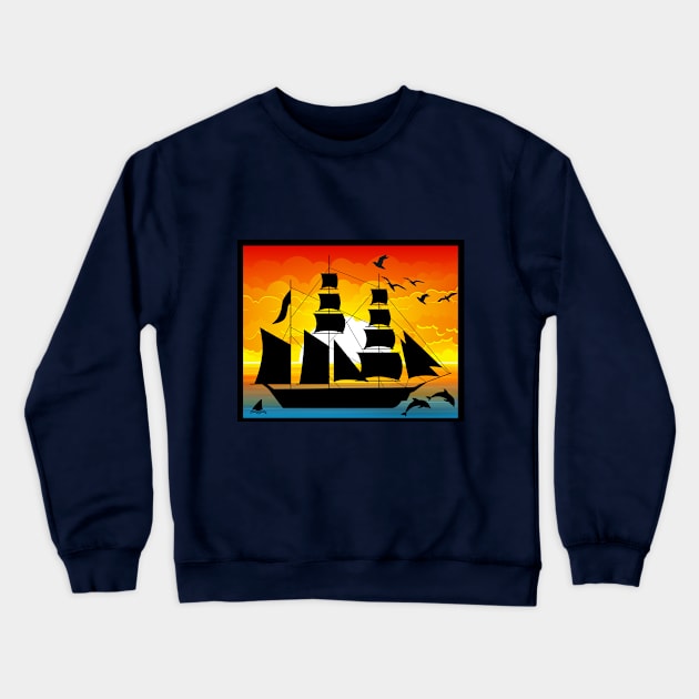 Sailing at sunset Crewneck Sweatshirt by Blue Butterfly Designs 